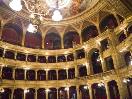Inside the Hungarian State opera House in Budapest Hungaryのeditorial素材