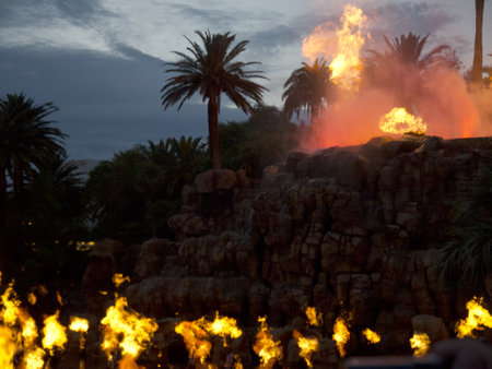 Artificial Volcano at La Mirage in Las Vegas USAのeditorial素材