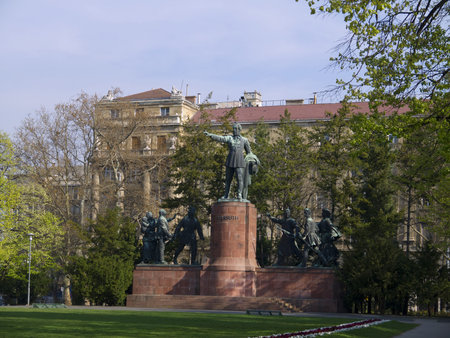 garden outside the Houses of Parliament in Budapest Hungaryのeditorial素材