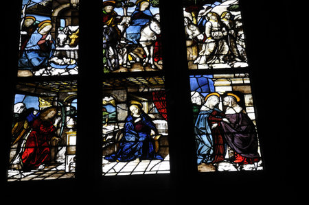 Stained Glass Window in Milan Cathedral in Northern Italyのeditorial素材