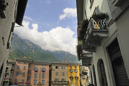 Chiavenna in Northern Italy on Swiss Italian Borderのeditorial素材