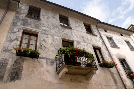 Chiavenna in Northern Italy on Swiss Italian Borderのeditorial素材