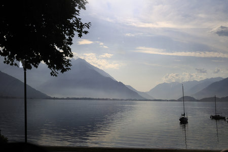 Lake Como in the Italian Lakes Italyのeditorial素材