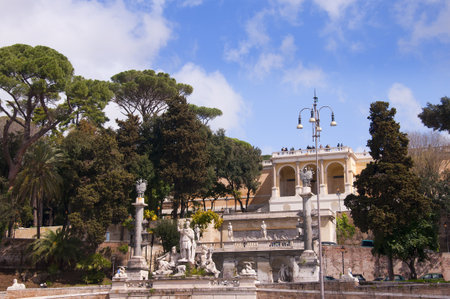 Piazza de Popolo Statues in Rome Italyのeditorial素材