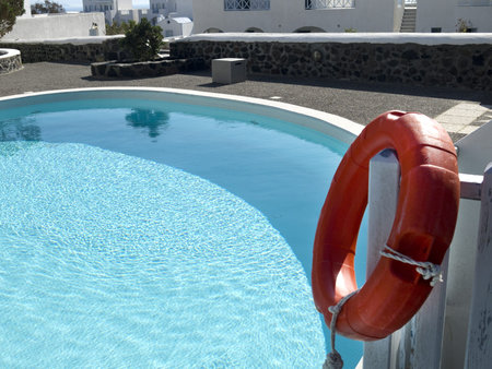 Hotel at Fira on the island of Santorini Greece