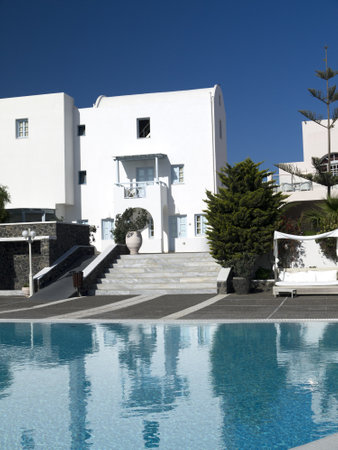 Hotel at Fira on the island of Santorini Greeceのeditorial素材