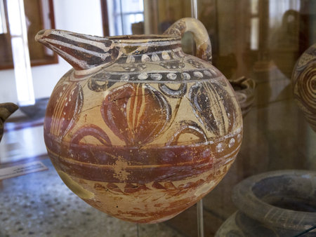 Minoan Pottery from the buried city of Thera on the Island of Santorini Greeceのeditorial素材