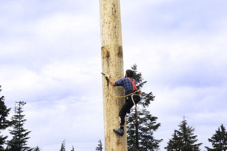 Lumberjack on Grouse Mountain in Vancover British Columbia Canadaのeditorial素材