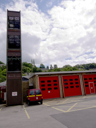 Fire Station in Holmfirth, the Last of the Summer Wine Country in West Yorkshire Englandのeditorial素材