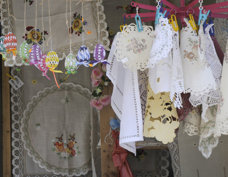 Easter Eggs and traditional crafts for sale in Prague in the Czech Republicのeditorial素材