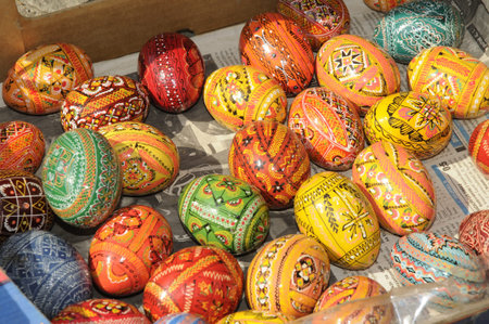 Easter Eggs and traditional crafts for sale in Prague in the Czech Republic