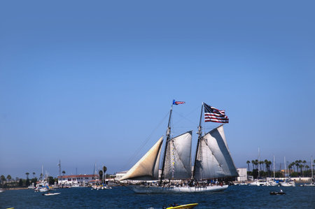 Tall Sailing Ships in Harbour of San Diego California USA