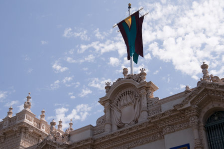 Spanish Style Buildings in Balboa Park in San Diego California USAのeditorial素材