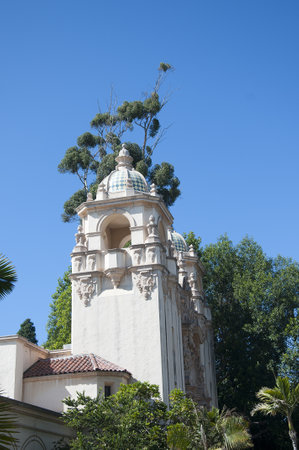 Spanish Style Buildings in Balboa Park in San Diego California USAのeditorial素材