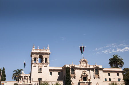 Spanish Style Buildings in Balboa Park in San Diego California USAのeditorial素材