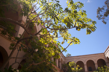 Spanish Style Buildings in Balboa Park in San Diego California USAのeditorial素材