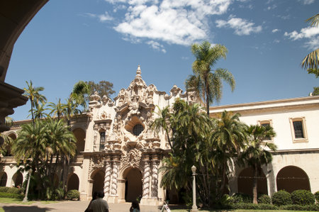 Spanish Style Buildings in Balboa Park in San Diego California USAのeditorial素材