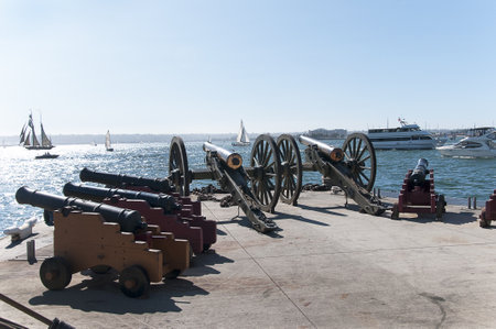 Cannons on quayside in Festival in San Diego Californiaのeditorial素材