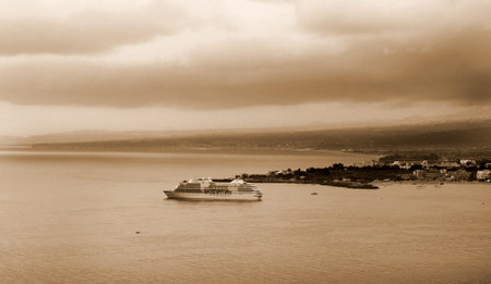 Taormina Mare beach in Sicily Italyのeditorial素材