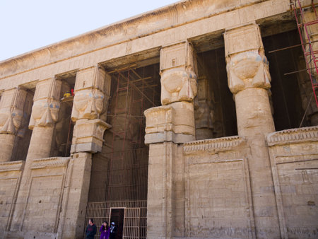The Temple at Denderah near Luxor Eygpt dedicated to Hathor which was a graeco-roman site used by Queen Cleopatra, famous for its zodiacのeditorial素材