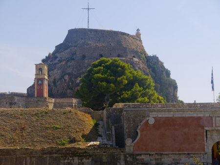 Castle by the sea in Corfu Town on the island of Corfu Greeceのeditorial素材