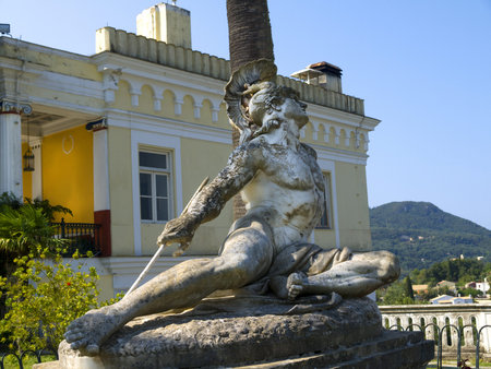 Wounded Achilles Statue in the Achillieon Palace on the island of Corfu Greece built by Empress Elizabeth of Austria (Sissi)のeditorial素材
