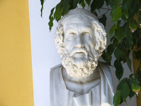Bust of Homer in the Achillieon Palace on the island of Corfu Greece built by Empress Elizabeth of Austria (Sissi)のeditorial素材