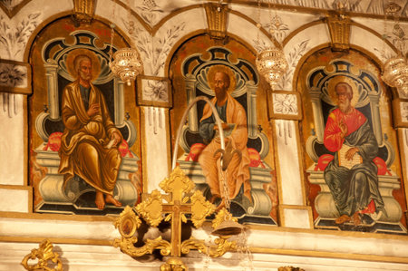 Icons in the Monastery on the Island of Corfu in Greeceのeditorial素材