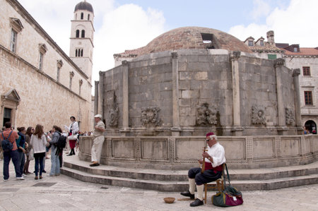 Onofrios fountain in Walled City of Dubrovnic in Croatia Europe one of the most delightful tourist resorts of the Mediterraneanのeditorial素材
