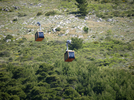Cable car from Dubrovnic Town the heights above in Croatia Europe