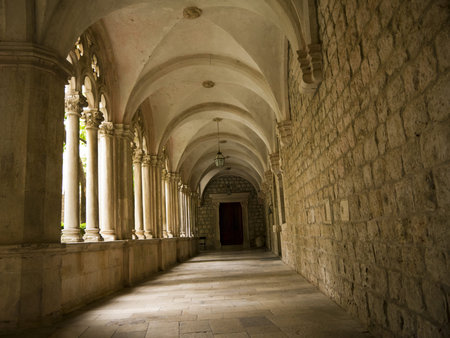 Cloisters in Franciscan Monastery in the Walled City of Dubrovnic in Croatia Europe It is one of the most delightful tourist resorts of the Mediterranean. Dubrovnik is nicknamed "Pearl of the Adriaticのeditorial素材
