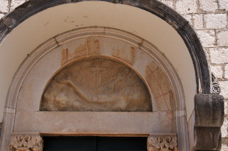 Church in Cavtat a beautiful town by the sea in Croatiaのeditorial素材