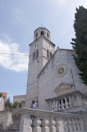 Church at Cavtat a beautiful town by the sea in Croatiaのeditorial素材