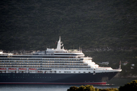 Cruise ship coming out of Dubrovnic in Croatiaのeditorial素材