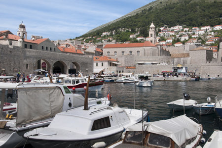 Port in the Walled City of Dubrovnic in Croatia Europeのeditorial素材
