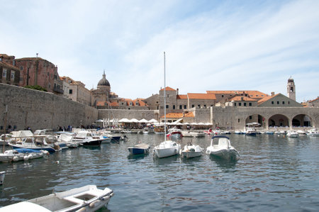 Port in the Walled City of Dubrovnic in Croatia Europeのeditorial素材