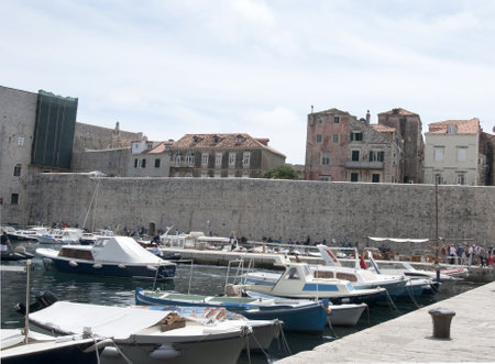 Port in the Walled City of Dubrovnic in Croatia Europeのeditorial素材