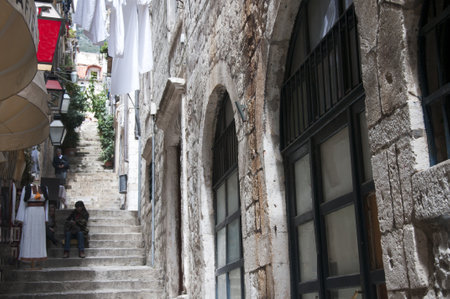 The Narrow Street in the Walled City of Dubrovnic in Croatia Europe It is one of the most delightful tourist resorts of the Mediterranean. Dubrovnik is nicknamed "Pearl of the Adriaticのeditorial素材