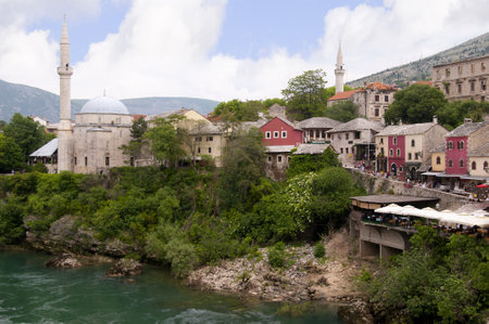 Mostar in Bosnia and Herzegovina is the most important city in the Herzegovina region. The Old Bridge is one of the cityのeditorial素材