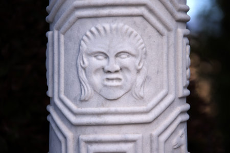 Carved Column in Garden on the Big Sur in California USA
