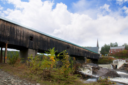 Bath and its Wooden Bridge in New Hampshire USAのeditorial素材