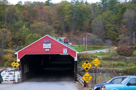 Bath and its Wooden Bridge in New Hampshire USA