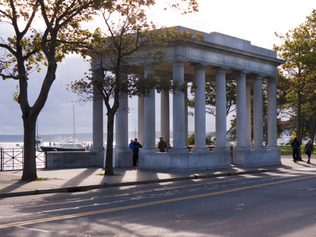Portico over the Plymouth Rock in Massachusetts USAのeditorial素材