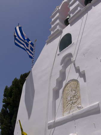 Church in Chora the Main town on the island of Mykonos Greeceのeditorial素材