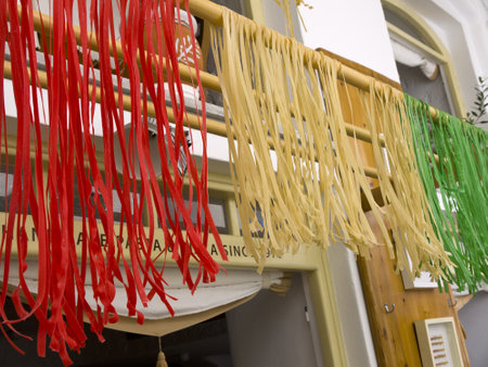 Pasta Drying in Chora the Main Town on the Island of Mykonos Greeceのeditorial素材