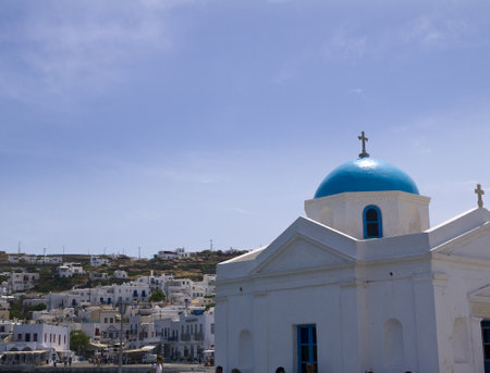 St Nicolas Church in Chora the Main town on the island of Mykonos Greeceのeditorial素材