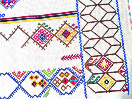 Traditional Embroidery from the island of Crete in Greeceのeditorial素材