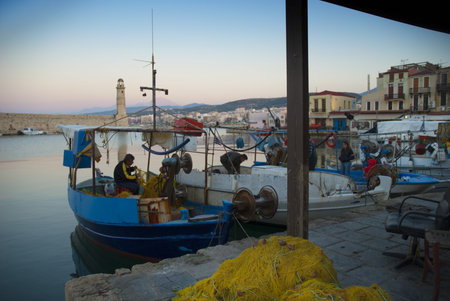 The Harbour at Rethymno in Crete Greeceのeditorial素材