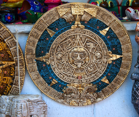 Copies of Aztec items on Olvera Street Mexican Market in Los Angeles USAのeditorial素材
