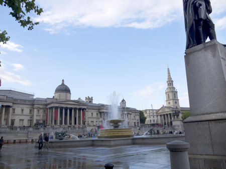 Trafalgar Square and the National  Gallery in London Englandのeditorial素材